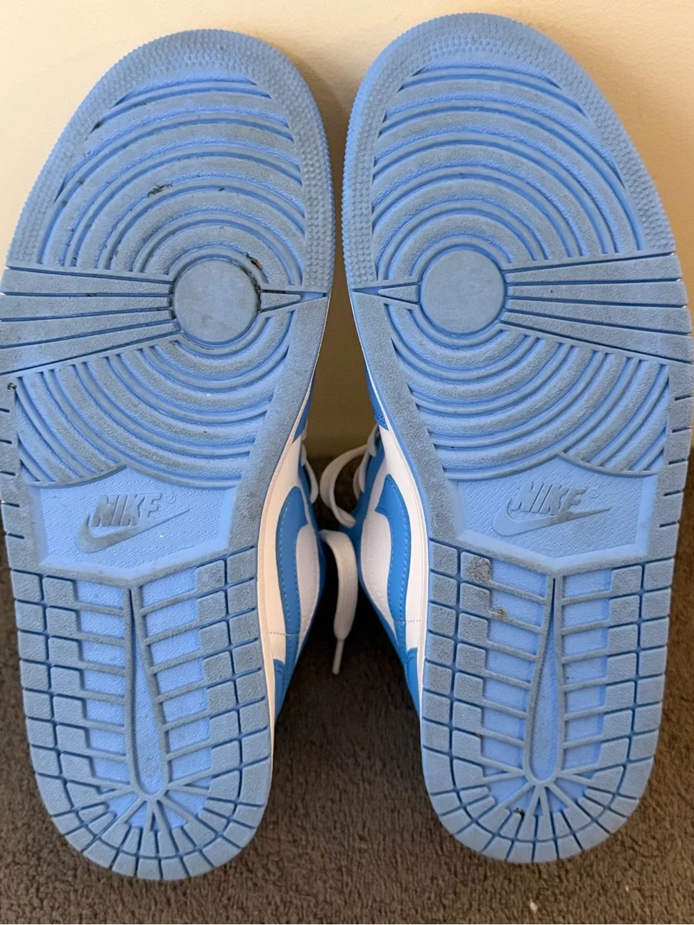 Nike Air Jordan 1 Low in men’s size 10 1/2. In the University Blue/ White
